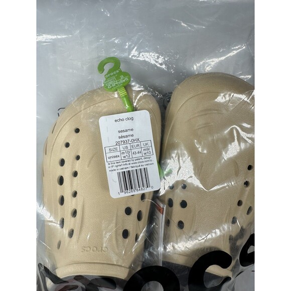 Crocs Echo Clog Sesame Tan Adult Mens Size 10 207937-0HX BRAND NEW - Picture 7 of 7